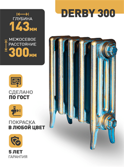 Чугунный радиатор RETROstyle Derby 300, 1 секция 107475