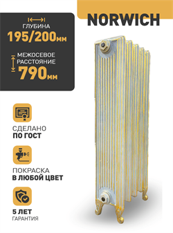 Чугунный радиатор РАДИМАКС Norwich 790, 1 секция 107488